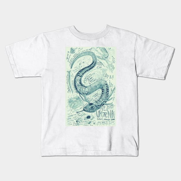 Uktena Horned Snake Sketch Study Kids T-Shirt by Ballyraven